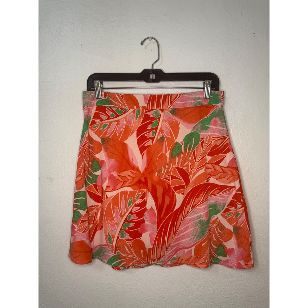 Gianni Bini Women's Large Mini Skirt Rayon Tropical Hawaiian Beach Vacation NEW